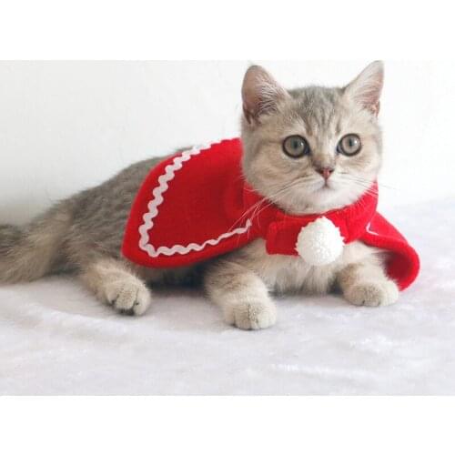 Christmas Pet Clothes Happy New Year Pet Supplies Autumn Winter Plush Red Dog Cat Hat Cloak Scarf Headband Xmas Pet Ornaments