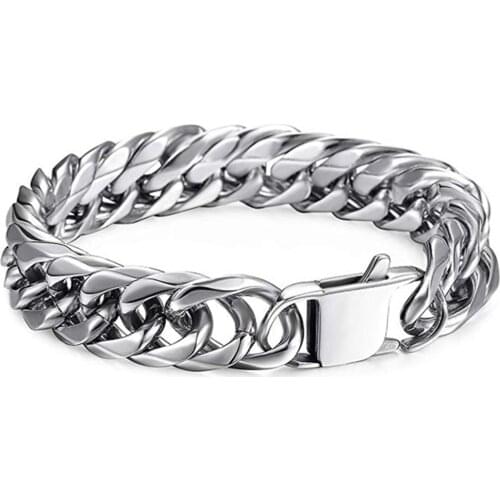 16mm/19mm Mens Bracelet 316L Stainless Steel Cuban Link Curb Chain Fashion Rapper Boys Jewelry