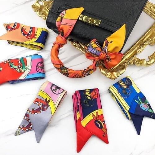 Brand bag scarf women luxury ladies headband headgear accessories long design shirt tie with headscarf girl