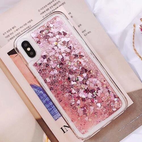 Love Heart Liquid Quicksand Case for Samsung Galaxy S10E S10 Plus S7 Edge J4 A6 A8 Plus A7 2018 Cover For iPhone 11 Pro Max Case