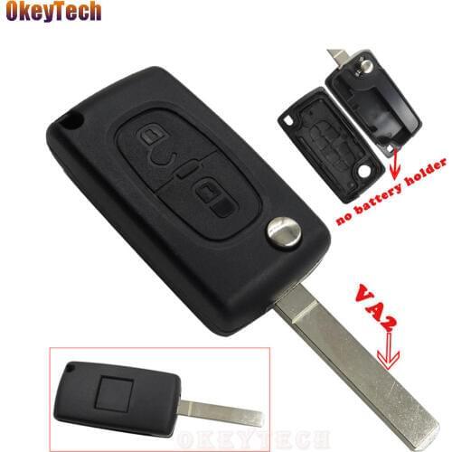 OkeyTech For Peugeot 306 407 807 Partner Citroen C2 C3 C4 C6 Berlingo Key Shell Case 2 Button Remote Key Flip Folding VA2 Blade