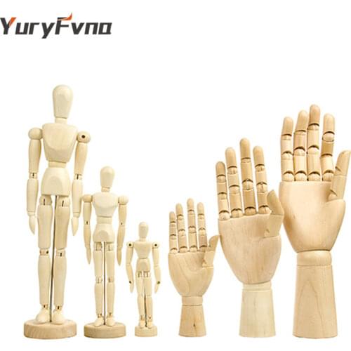 YuryFvna Wooden Mannequin Hand Drawing Sketch Mannequin Model Wooden Manikin with Stand Movable Limbs Human Artist Model