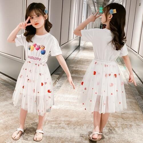 Kids Dresses For Girls Cartoon Pattern Girls Summer Dresses Casual Style Kid Dress Patchwork Girl Costume 4 6 8 9 10 12 13 Years