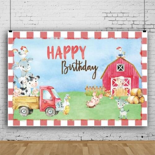 Farm Animals Cartoon Photography Backdrops Kids Birthday Photo Background Props for Studio Portraits Photocall