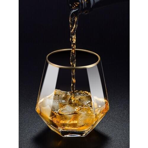 Premium crystal cup gold net red wild grid wine glass ins wind Nordic whiskey glass foreign wine beer glass