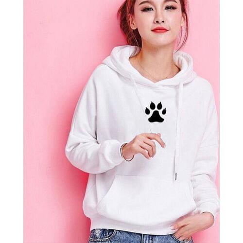 Dog Mom Footprint Hoodies Harajuku Hoodies Women Kawaii Graphic Sweatshirt Femmes Pattern Female Sweatshirts Poleron Mujer