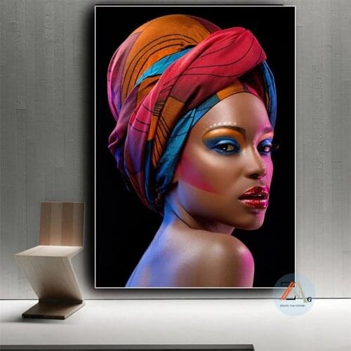 Sexy Black Nude African Woman Red Lips Canvas Painting Cuadros Posters and Prints Scandinavian Wall Art Picture for Living Room