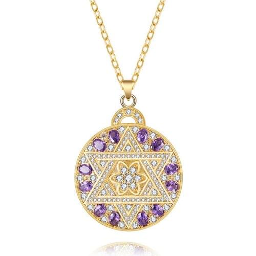 Iced Out Star Of David Pendant Necklace Crystal Hip Hop Jewelry For Women Cubic Zircon Charm Necklace Drop Shipping
