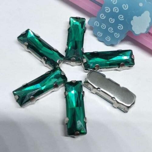 Malachite green Straight Strip Crystal Glass Sewing Rhinestones with claw DIY Womens Shose and Wedding Dresses Ornament Costume