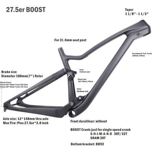 Miracle bikes carbon fiber mountain bike frame 27.5er Plus Full Suspension Carbon Mountain Bike Frame,27.5ER+ Carbon Mtb Frame