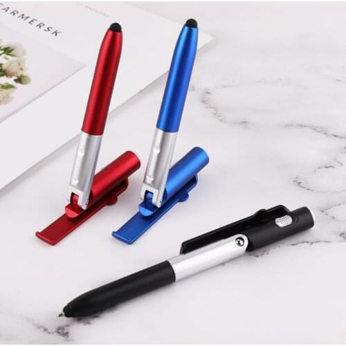 Multifunction 4 In 1 Ballpoint Pen Folding LED Light Mobile Phone Stand Holder School Office Writing Stationery Supplies