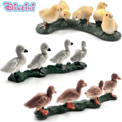 Simulation small Chicken Duck Goose animal model figure plastic home decor Decoration figurine Gift For Kids educational Pvc toy