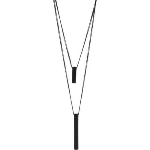 Fashion 3 Color Metal Rectangle Pendant Necklace Simple Design Womens Geometric Sweater Chain Elegant Wedding Party Jewelry