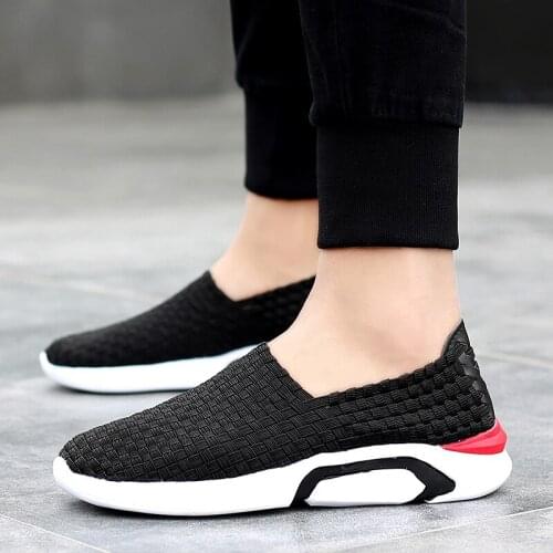 Woven Shoes Mens Flats Summer Sneakers Handmade Loafers Breathable Casual Shoes Men Tenis Non-slip Rubber 2020 Fashion Zapatos