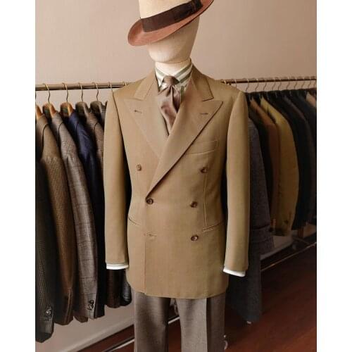 2021 Summer Dark Khaki Men Blazer 2 Piece Beach Groom Tuxedos For Wedding Formal Prom Suit (Jacket+Pants) Chic Streetwear