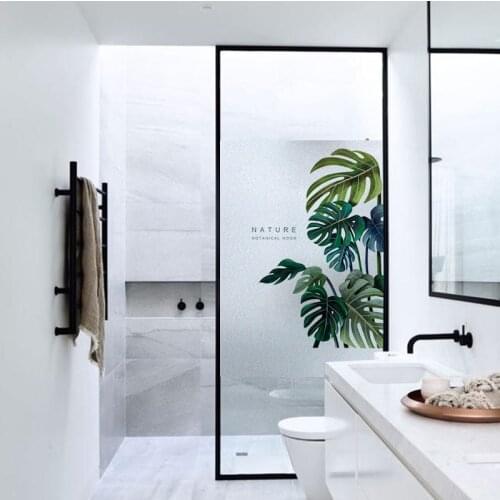 No glue Green Window film Frosted Privacy Glass Door Sticker Home Decor Digital print Plants Print stickers YYLZ1003