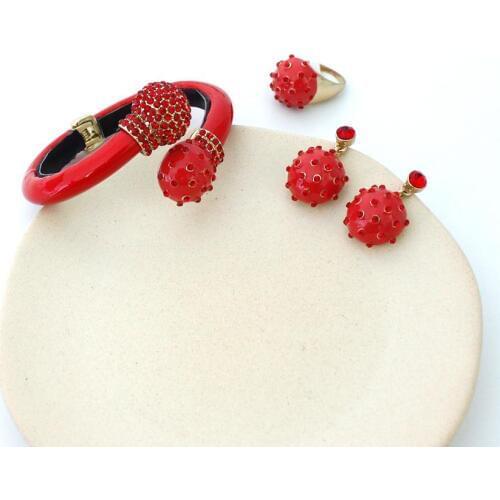 GrayBirds Jewelry New Bracelet Sets Design With Earring Ring For Women Summer Bracelets Pink Blue Red Yellow Girl Ball Bracelets