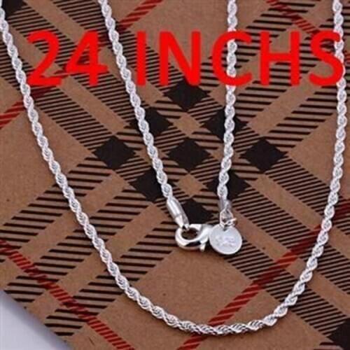 Necklace Silver Plated Necklace Silver Trendy Jewelry Necklace String Twisted Jewelry Wholesale Free Shipping zman LN226-24