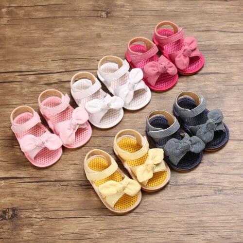 Baby Girls Bow Knot Sandals Cute Summer Soft Sole Flat Princess Shoes Infant Non-Slip First Walkers