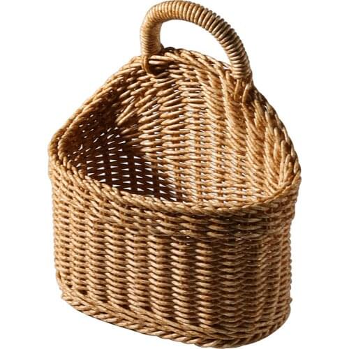 Handmade Woven Hanging Basket Wicker Planters Clothing Storage Organizer Basket Picnic Rattan Basket Wall Home Storage Active