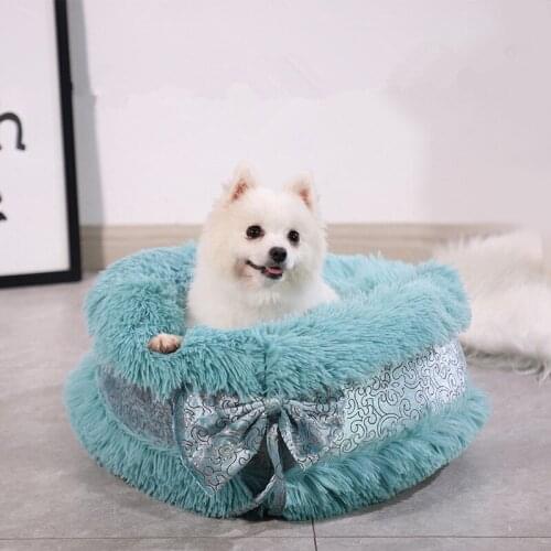 Pet Dogs Bed Lovely Cats Nest Warm In Winter Round Red Deep Sleep Warm Dogs Nest Bedding Pet Supplies