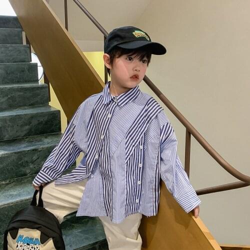 Stripe Spring Summer Boys Blouses Shirts Kids Children Clothing Top Overcoat Costume Sport Beach Cotton School High Quality