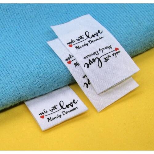 Custom Sewing label, Fold, Custom Clothing Labels - Fabric Name Tags, Logo or Text, Cotton Ribbon, Custom Design (FR074)