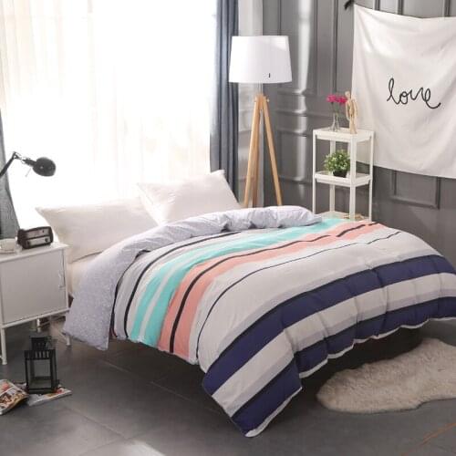 Simple stripe modern style Student child adult bedding Plush cotton full queen king size duvet cover flower quilt comforter case
