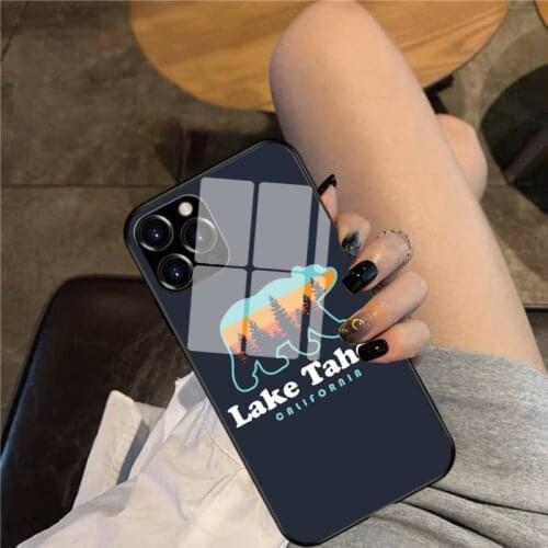 Lake Tahoe California Bear Retro Phone Case Glass Phone Case For iphone 12 11 Pro Max XS XR X 8 7 Plus SE2 Case