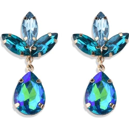 Luxury Glass Crystal Flower Water Drop Earrings For Women Shine Wedding Party Bridal Earrings Jewelry Accessories Femme 2021 New