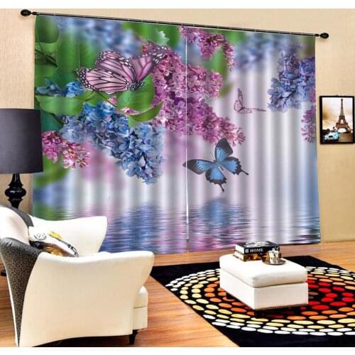 Luxury Blackout 3D Window Curtains For Living Room Bedroom flower butterfly curtains for bedroom Blackout curtain