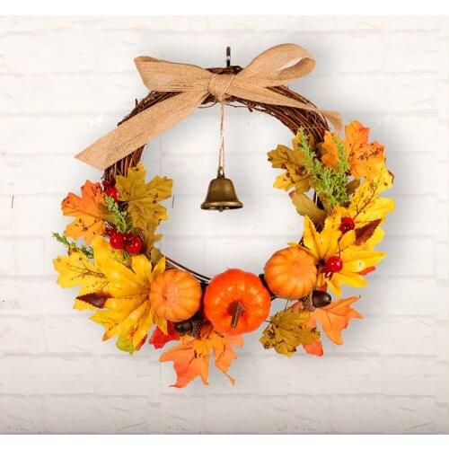 Christmas Wreath Artificial Flower Bell Maple Leaf Pumpkin Thanksgiving Door Home Decor Party Garland Christmas Tree Decoration