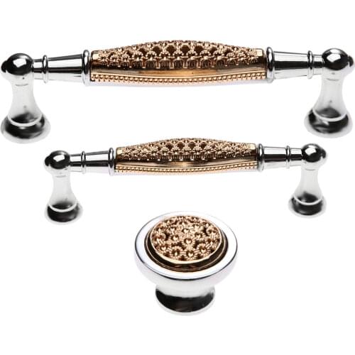 Rose Gold Chrome Cabinet Handle Wardrobe Vintage Door Pulls Dresser Drawer Handles Kitchen Cupboard Zinc Knobs Europe style