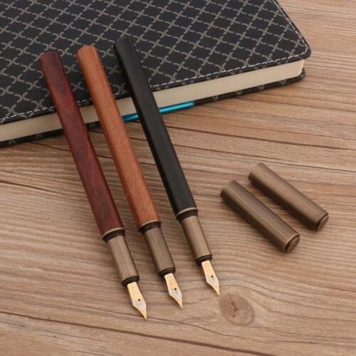 High Quality 007 WOOD Fountain Pen Brass Sandal wood Spin INK Pens Office Writing Supplies New