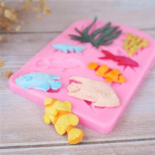 Sea world Silicone Mold clownfish coral seaweeCute Fruit Fondant Cake Decorating DIY Sugarcraft Art Lovely Chocolate Candy Tools