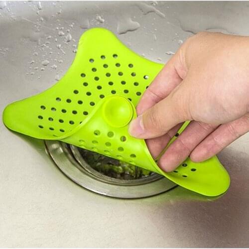 1pc Kitchen Silicone Five-pointed Star Sink Strainer Filter Bathroom Sucker Floor Drains Shower Hair Sewer Filter Colanders