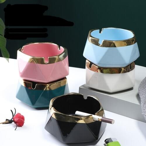 Nordic Geometric Ceramic Ashtray Creative Personality Fashion Windproof Large Living Room Home Office Trend Ashtray