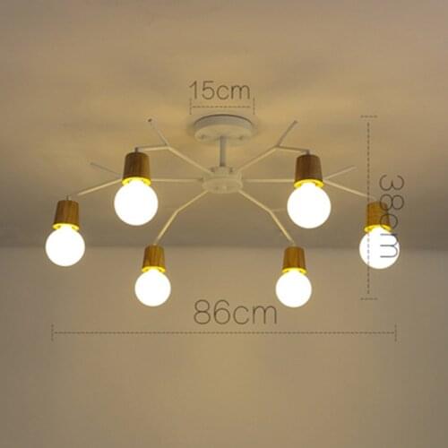 Art Deco Nordic Led Chandelier Lights Fixture Modern Wooden Tree Branch Spider Lamp Luminaire Techo Japan Home Deco Living Room