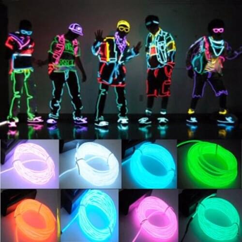 Glow EL Wire Cable LED Neon Christmas Dance Party DIY Costumes Clothing Luminous Car Light Decoration Clothes Ball Rave 1m