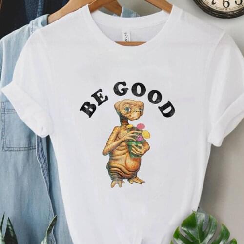 Harajuku Top Women T-shirt Casual Ladies Basic O-collar Short Sleeved Women ET Themed Print T-shirt Girl,Drop Ship