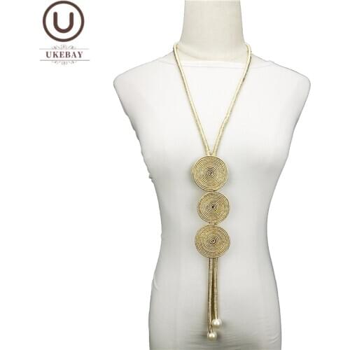 UKEBAY New Luxury Gold Jewelry Women Pendant Necklace Handmade Gifts Necklaces 4 Colors Jewelry For Wedding Party Gift Female