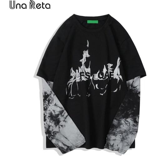 Una Reta Tie Dye Sweatshirts Spring Print Men Clothing Pullover Harajuku Fake Two Piece Plus Size Couples Sweatshirt Man