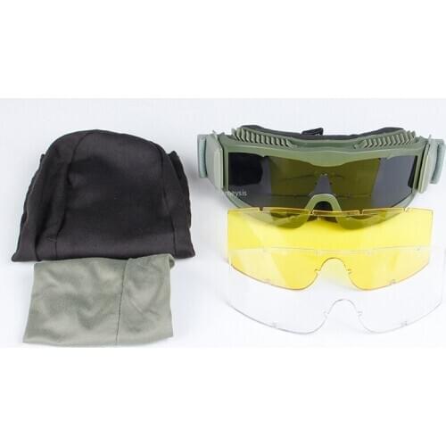 Military Tactical Goggles Army Airsoft Shooting Glasses Windproof Hunting Hiking Cycling Motorcycle Glasses Eyewear 3 Lens