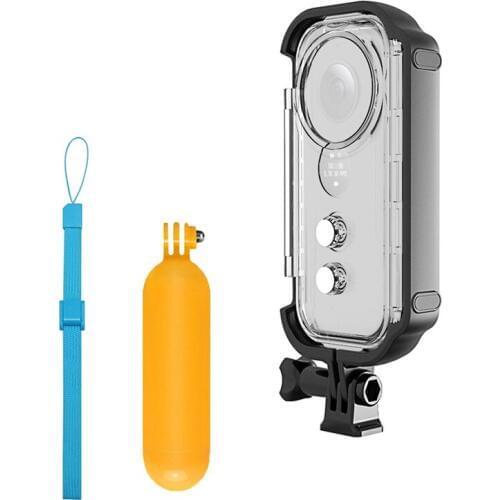 Underwater Diving Protective cover waterproof case housing + buoyancy floating Selfie stick holder for Insta360 One X camera