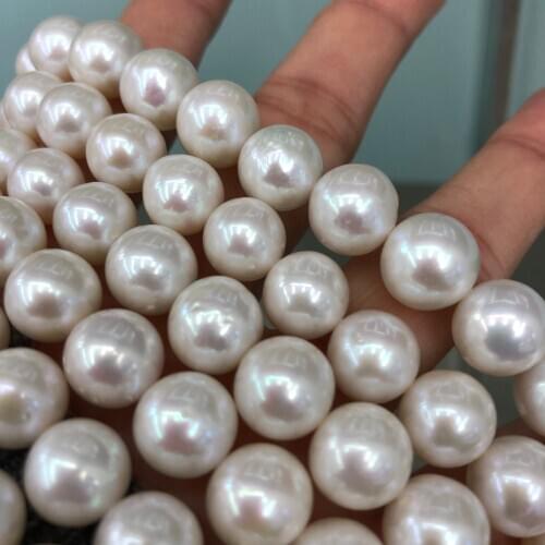 9-11mm Big Size White Color Edsion Loose Pearl Necklace Real Pearl Strand String 39cm Long