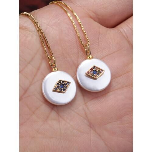 Multi-style cz evil eye tiny gold cz crystal paved charm pearl bead connector thin link bracelet for woman