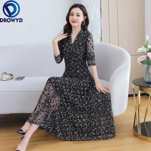 2021 Autumn Elegant V-neck Flower Printed Boho Maxi Dress Fashion Elegant Long Sleeve Chiffon Dress Women Bodycon Party Vestidos