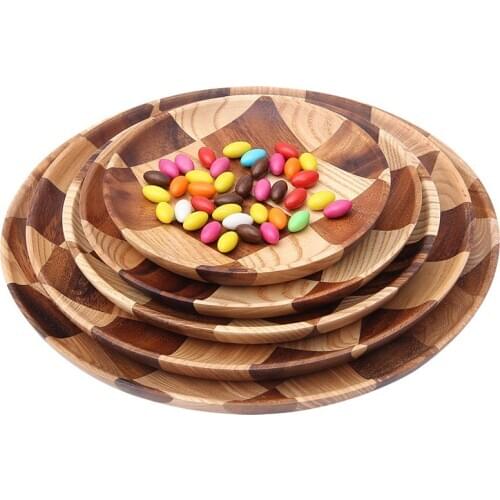 BalleenShiny 1PC Wooden Plate Creative Nordic Style Snack Dish Fruit Dessert Tray Eco-friendly Soild Wood Kitchen Tableware