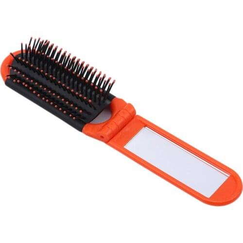 1pc fashion New Design Folding Hair Brush With Mirror For Pocket Hand Hairbrush Travel Pocket Portable Make up Mirror
