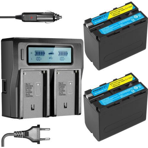 2pc 7.4V 7800mAh NP-F960 NP-F970 NP F960 F970 rechargeable batteries + LCD Dual Charger for SONY HVR-HD1000 HVR-HD1000E HVR-V1J